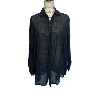 Tan Lines by Sivan Ayla Black Linen & Cotton Lightweight Gauzy Tulum Cover Up, 1